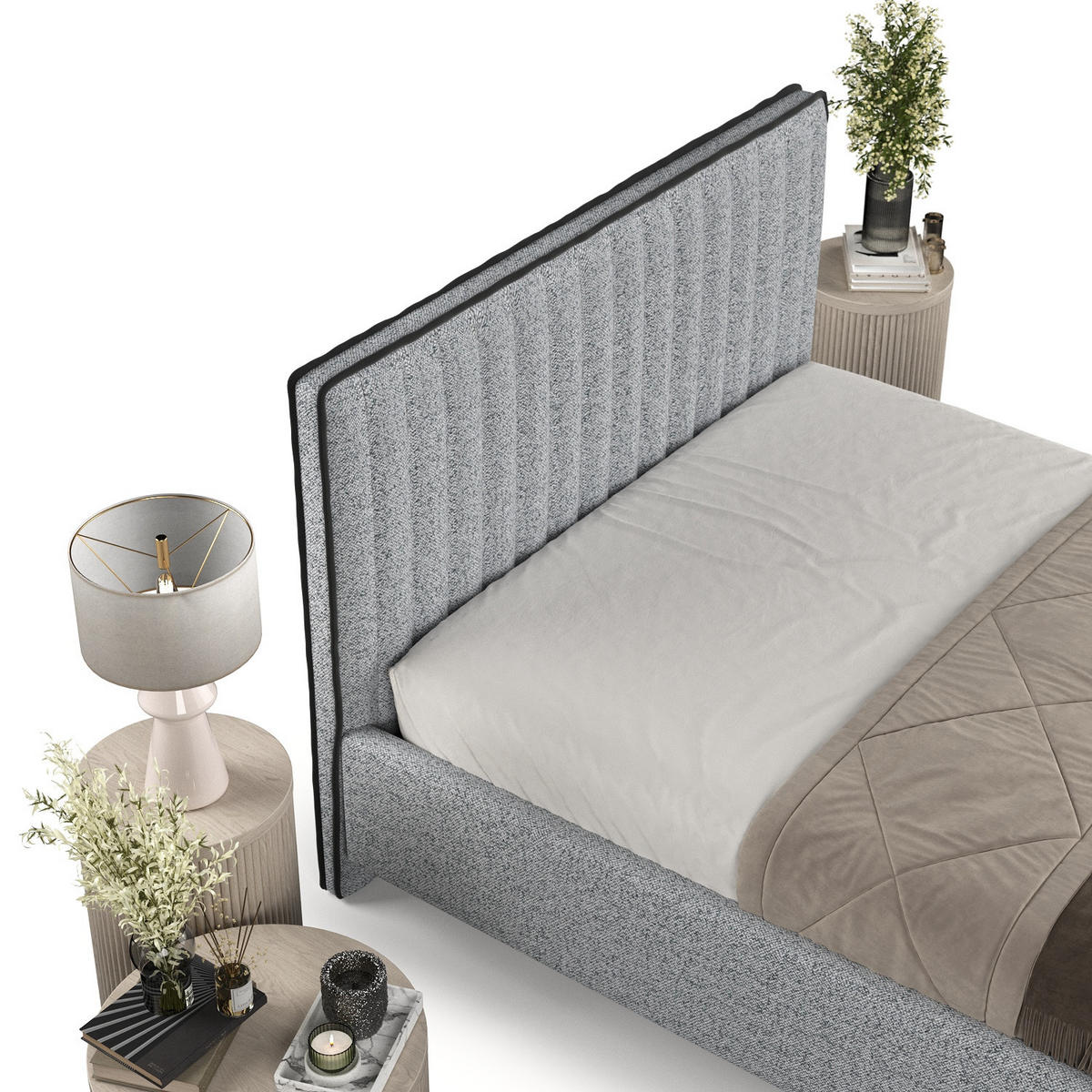 POLSTERBETT Aria 160/200 cm Grau im Riva Stoff - Naturfarben/Grau, Holz/Holzwerkstoff (160/200cm) - AltaBeds