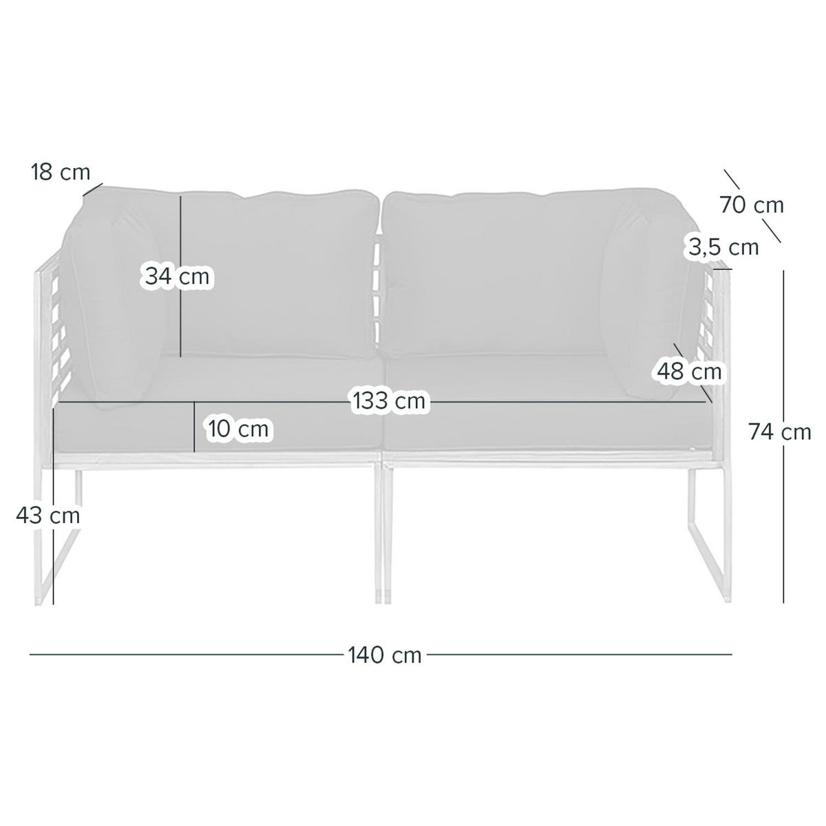 LOUNGESOFA - 2-teilig - Webstoff / Teak massiv - Anthrazit, Holz/Textil (140/74/70cm) - home24