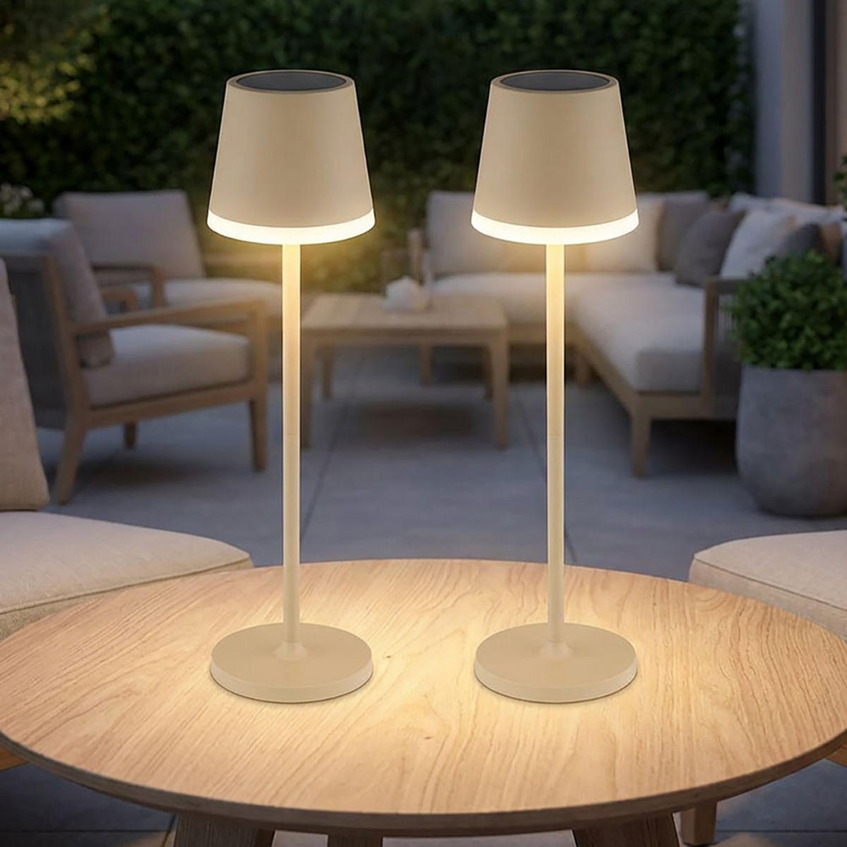 LED AUSSENLEUCHTE Metall Beige 2er Set - Beige, Metall (11/11/41cm) - Globo Lighting