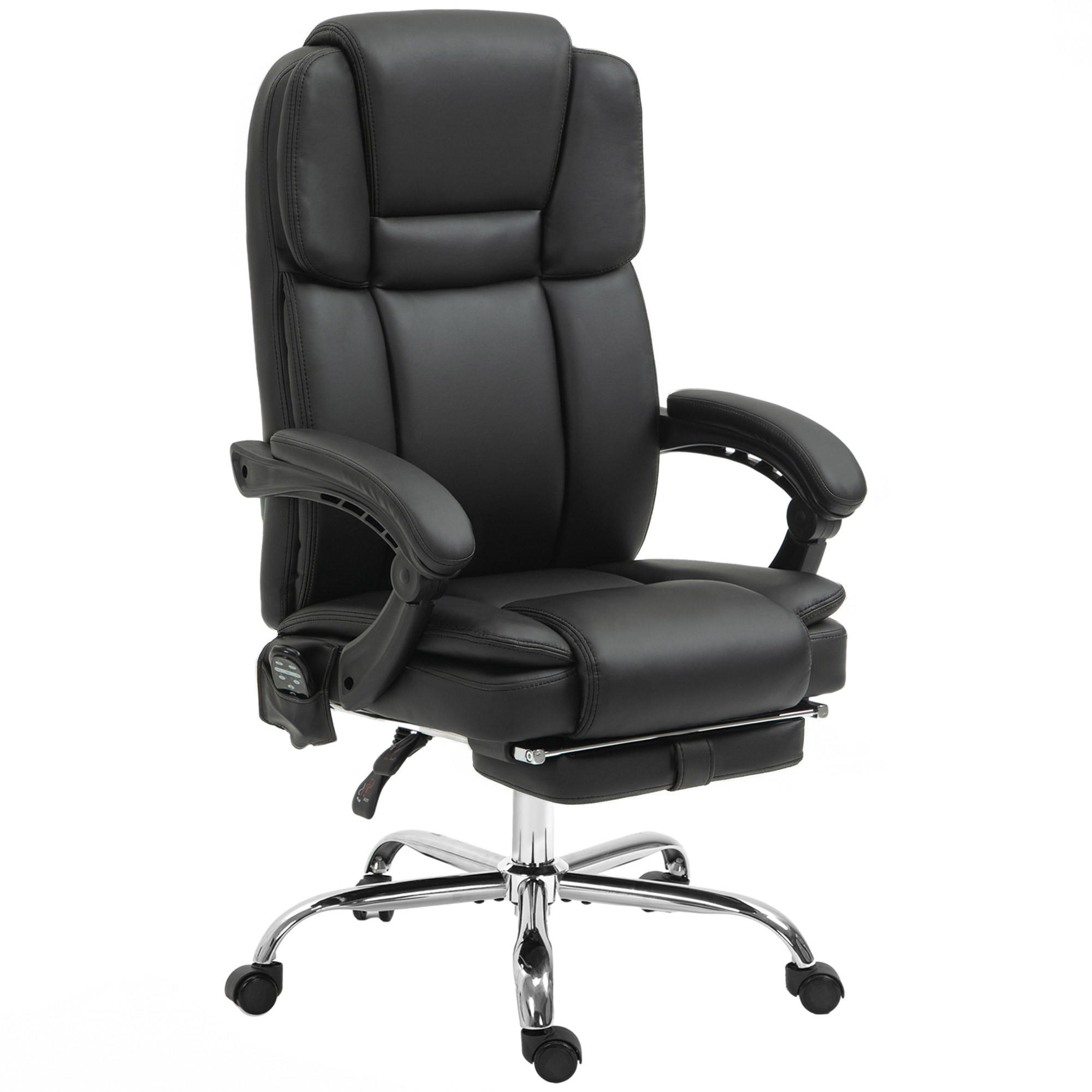 BÜROSTUHL mit Massagefunktion PC-Stuhl mit Heiz-, Liegefunktion Schwarz - Silberfarben/Schwarz, Kunststoff/Metall (67/126/66cm) - Vinsetto