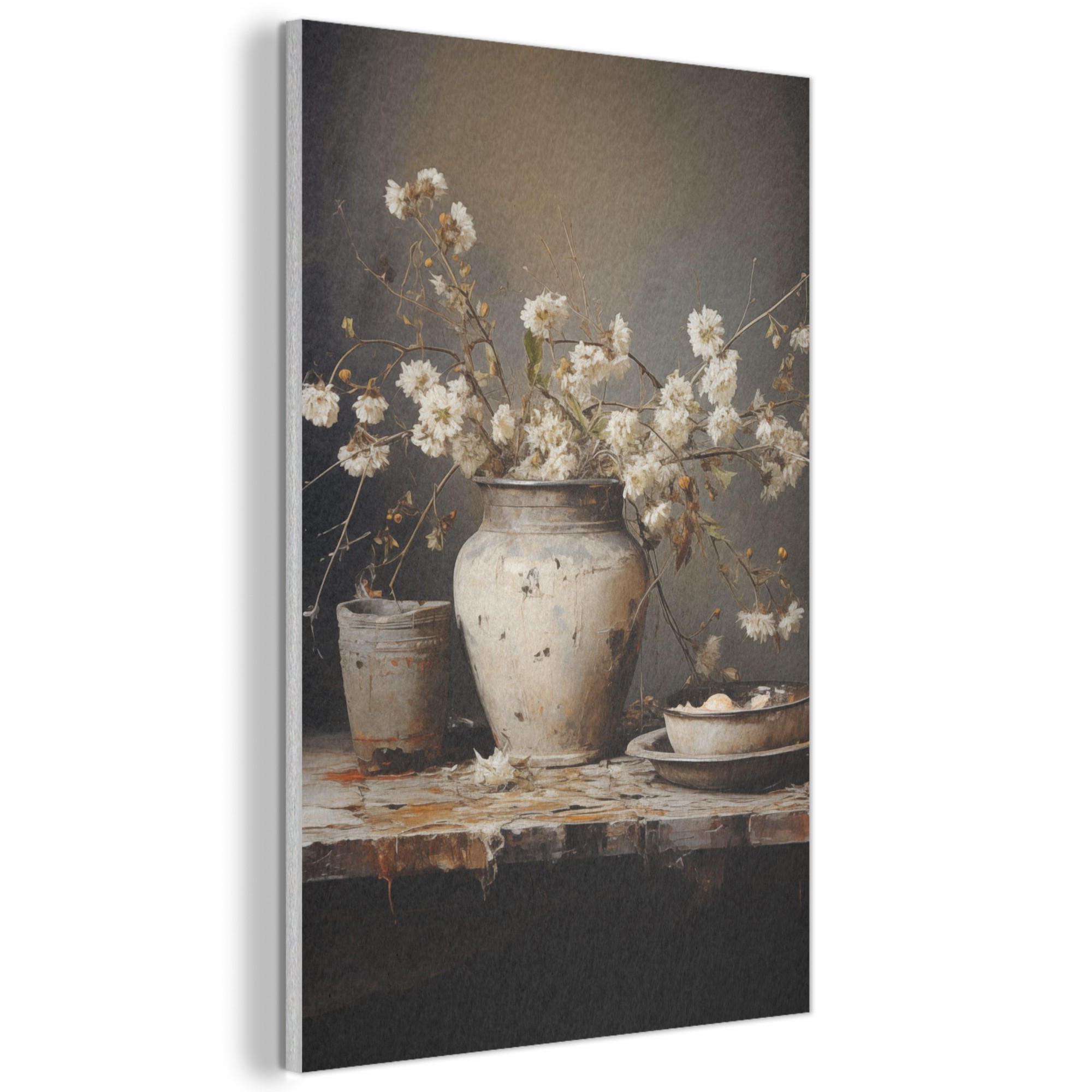 AKUSTIKBILD Stilleben - Blumen - Blumenstrauß - Vase - Wein Wanddeko 60x90 cm - Schwarz, Kunststoff (60/90/0.9cm) - MuchoWow