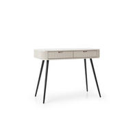 KONSOLENTISCH PORTO (Oval, Rillenfront, Cashmere Matt, Schwarze Füße) - Kaschmir/Schwarz, Holz/Holzwerkstoff (49/103/80cm) - Ravio