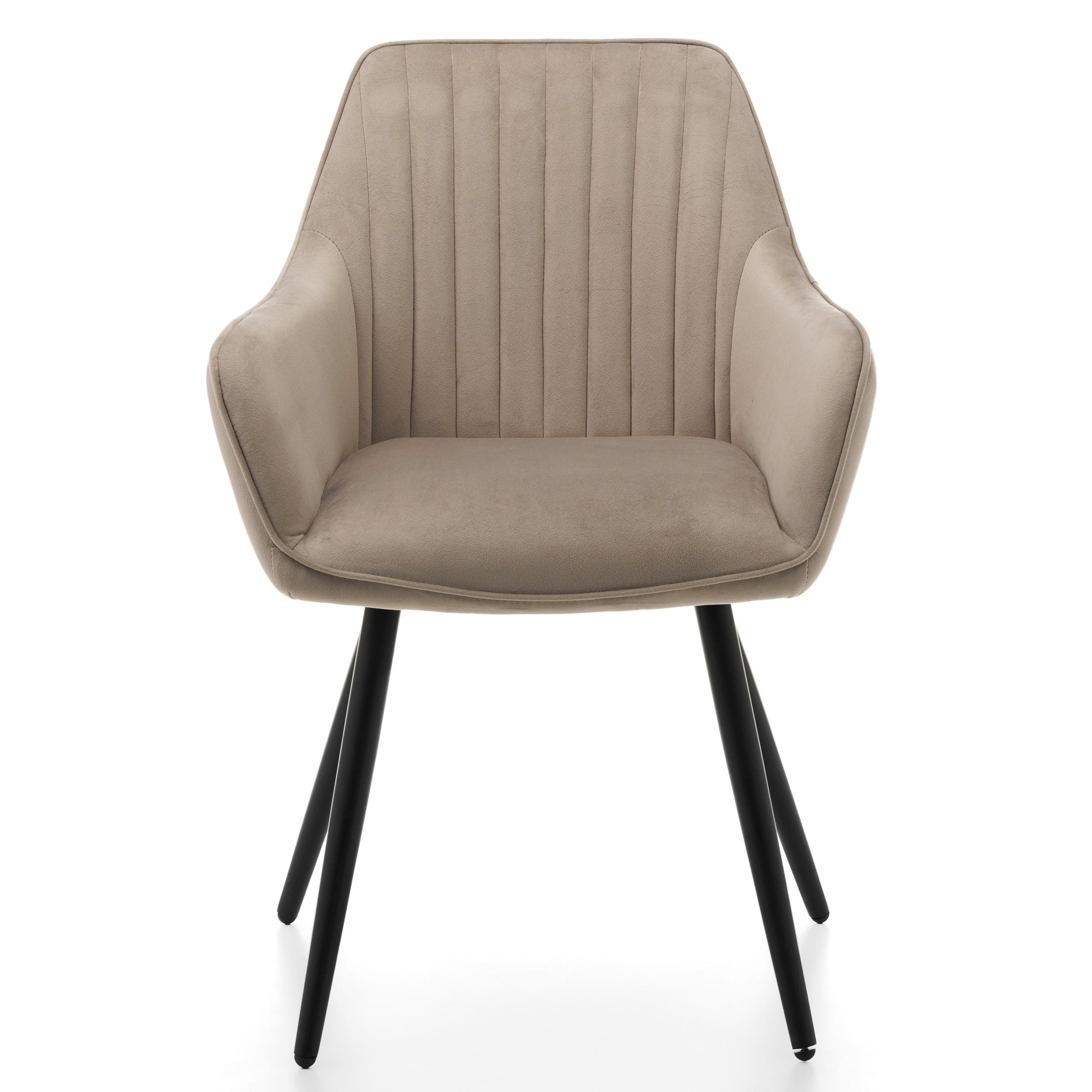 STUHL PASSO gepolstert mit Steppung - dunkelbeige - Samt Velours - Beige/Schwarz, Textil/Metall (58/87/60cm) - NEW HOME