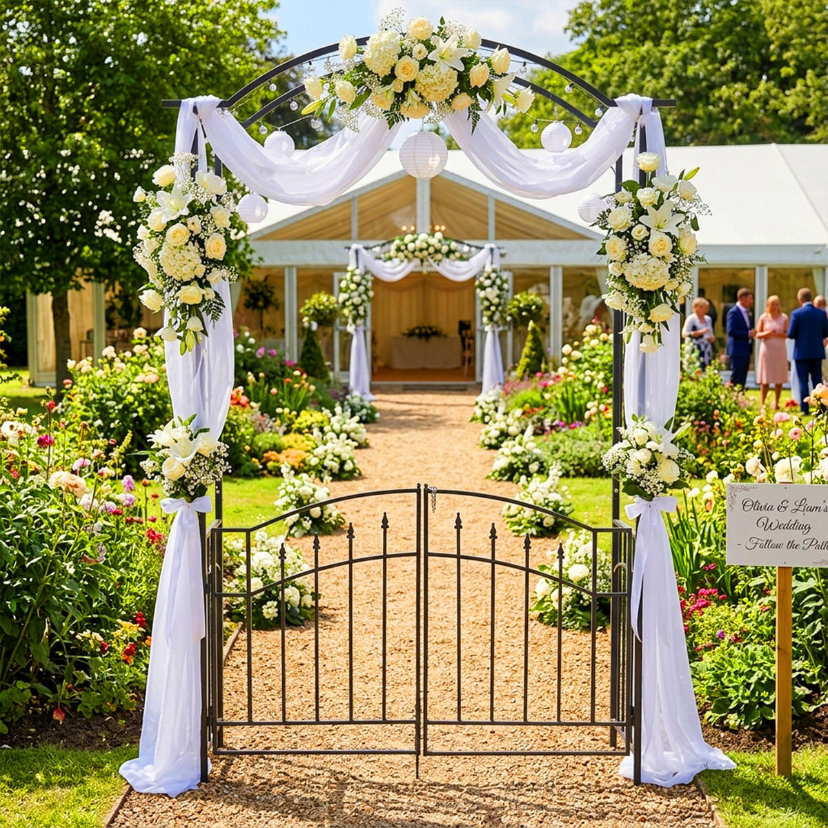 ROSENBOGEN - Schwarz, Metall (140/216/40cm) - Relaxdays