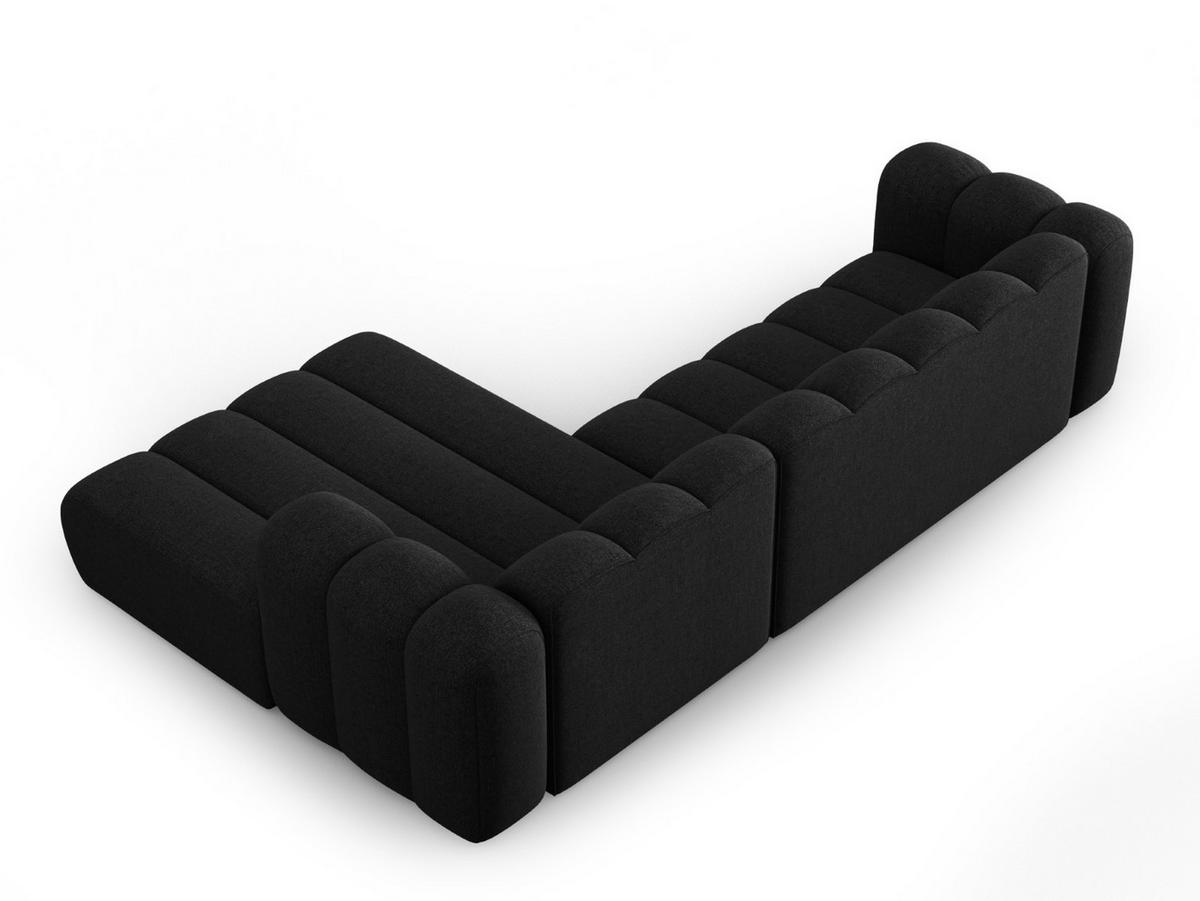 ECKSOFA modular rechts Lupine aus Chenille-Stoff schwarz 4 Sitzplätze - Schwarz, Textil (177/290cm) - Micadoni