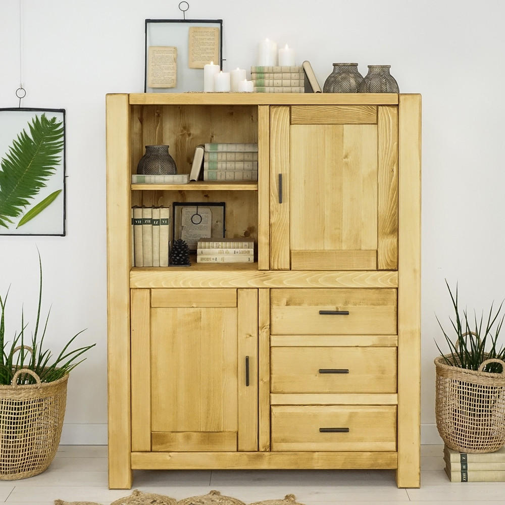 HIGHBOARD aus Massivholz Sara - Honig, Holz (110/140/50cm) - Seart