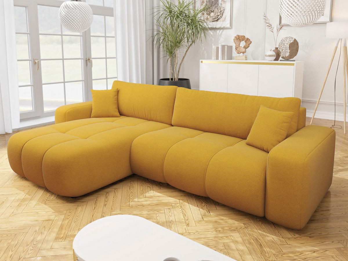 ECKSOFA Furyn Maxi - Gelb/Schwarz, Holz/Kunststoff (274/145cm) - MIRJAN24