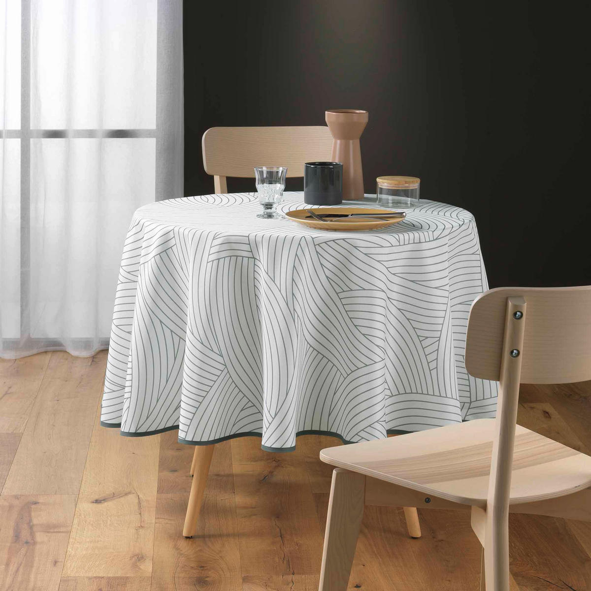 TISCHDECKE Linea Ø 180 cm - Weiß, Textil (180/180cm) - Douceur d´intérieur