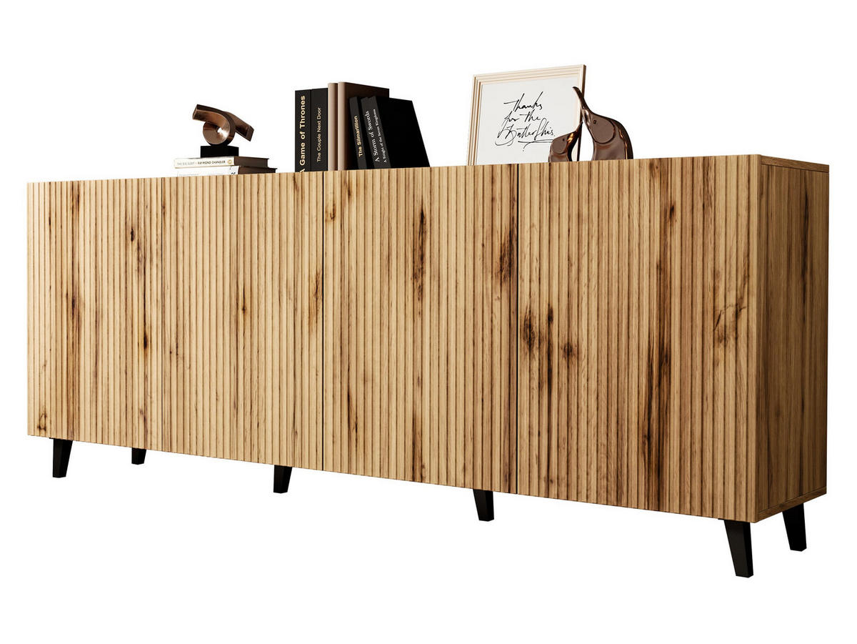 KOMMODE Vamos 200 - Schwarz/Braun, Holzwerkstoff/Kunststoff (201/83/42cm) - MIRJAN24
