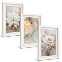 BILDER SET 3er Set - 20x30 cm Weißer Rahmen - Blumen heller abstrakter Hintergrund - Weiß, Kunststoff (20/30cm) - TULUP