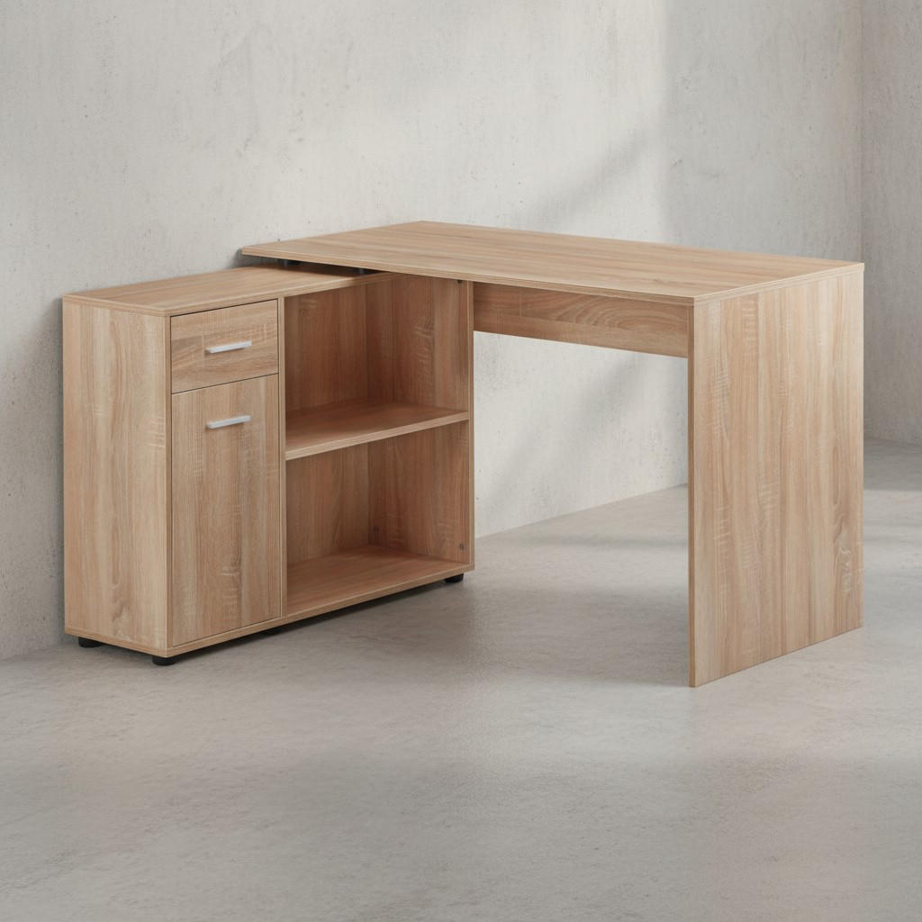 SCHREIBTISCH mit Regalplatte – flexibel aufstellbar, melaminbeschichtet, Sonoma, 120x107x75 cm - Beige/Braun, Holz/Kunststoff (107/120/75cm) - KADIMA DESIGN