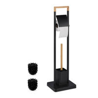 WC-GARNITUR - Schwarz, Holz/Kunststoff (23/77/18cm) - Relaxdays