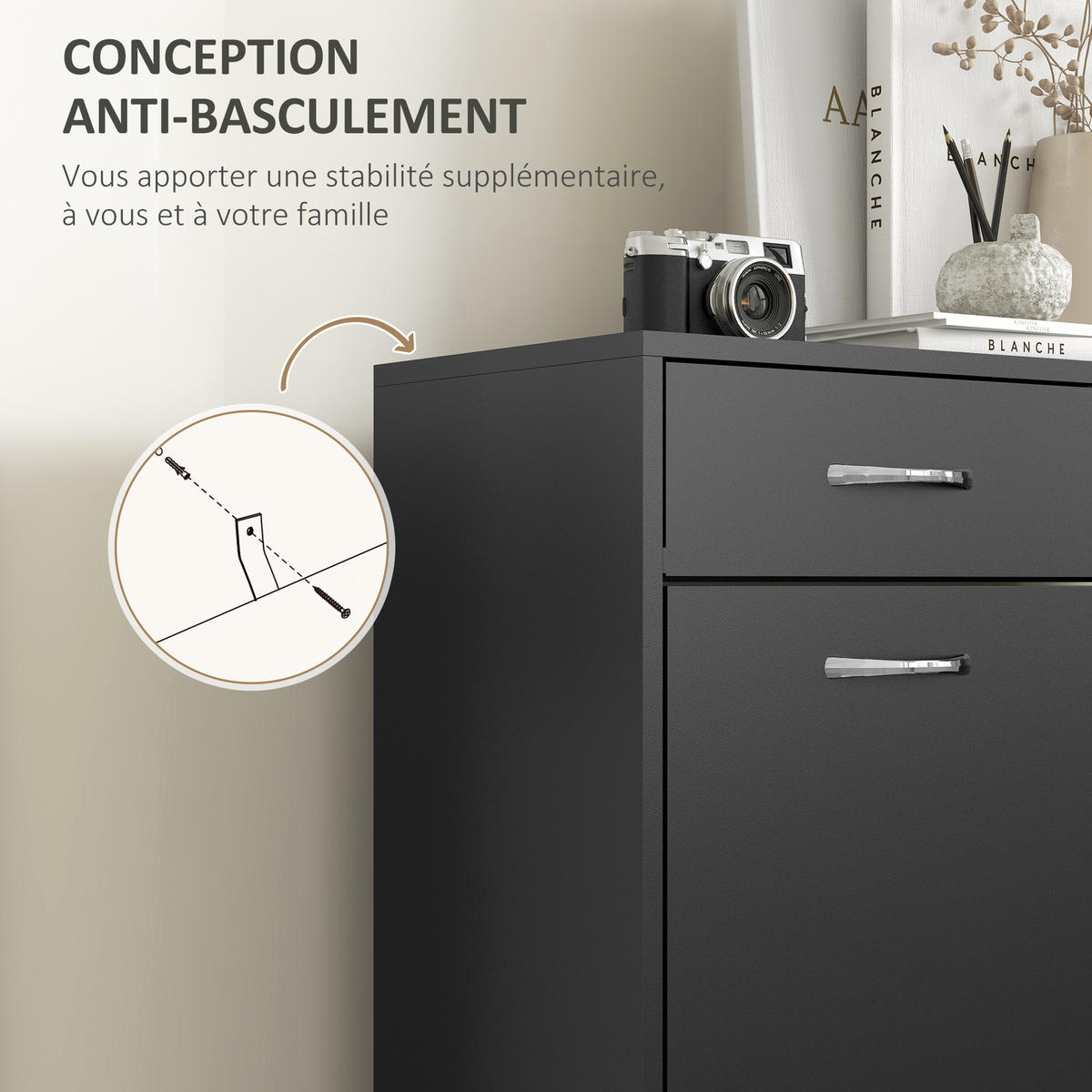 SCHUHSCHRANK Schwarz Holzwerkstoff mit Fächern und Schubladen 1 Stück - Schwarz, Holzwerkstoff (80/91.5/30cm) - PANGIVO