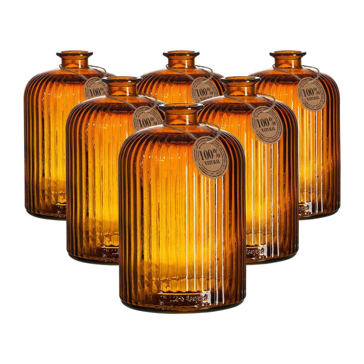 VASEN Marokko Stripes braun 24 cm 6er Set - Braun, Glas (24cm) - Ritzenhoff Breker