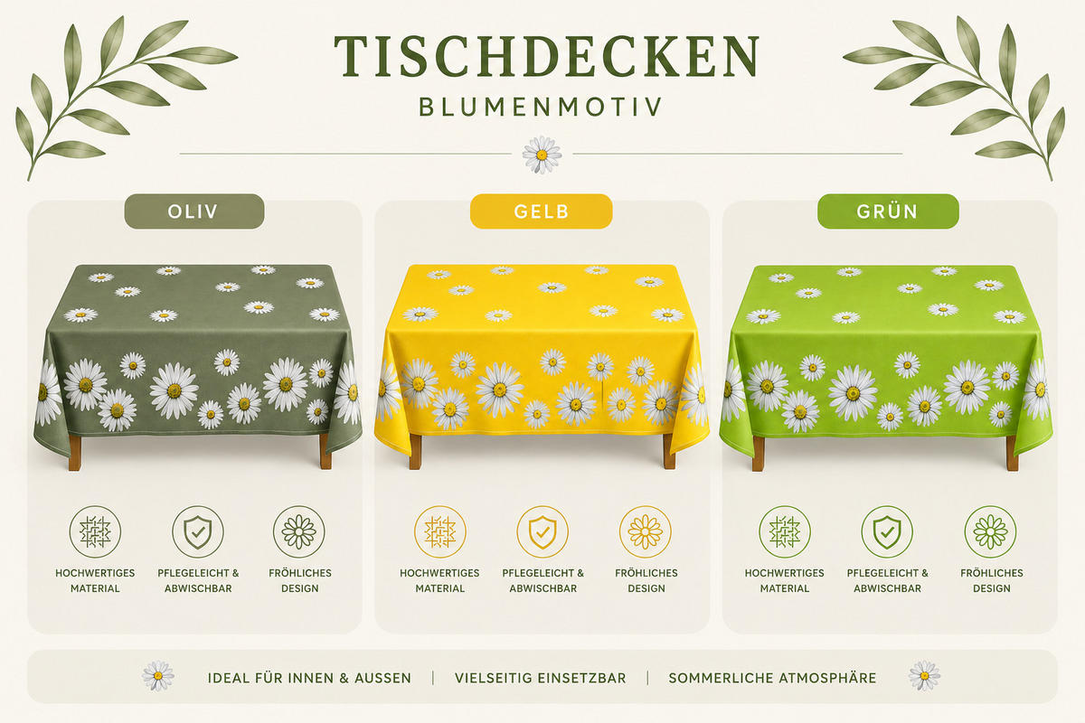 TISCHDECKE 130/170 cm gelb rechteckig Margeriten - Gelb, Textil (130/170cm) - TiborTex