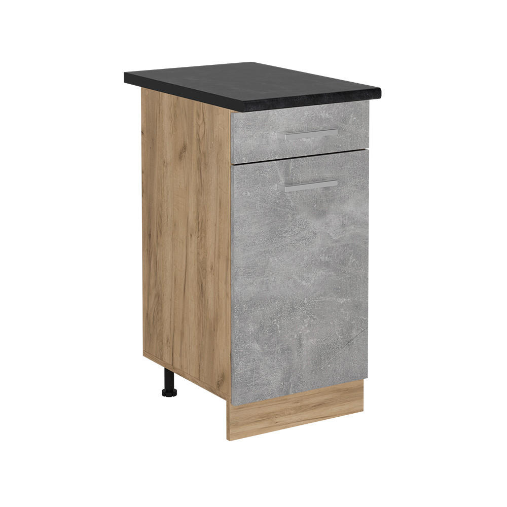 KÜCHENUNTERSCHRANK R-Line Beton 40 cm , AP Anthrazit - Honigeiche/Schieferfarben, Holzwerkstoff (40/81.6/60cm) - Vicco