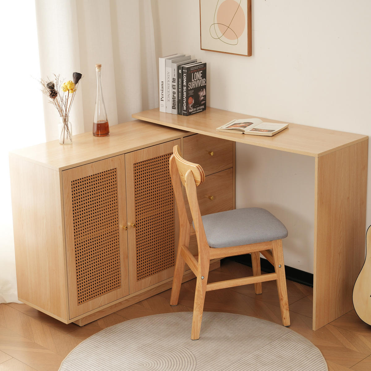 SIDEBOARD mit Türen & Schubladen in Eichenoptik - Eichefarben, Holzwerkstoff (126/75/40cm) - Urban Meuble