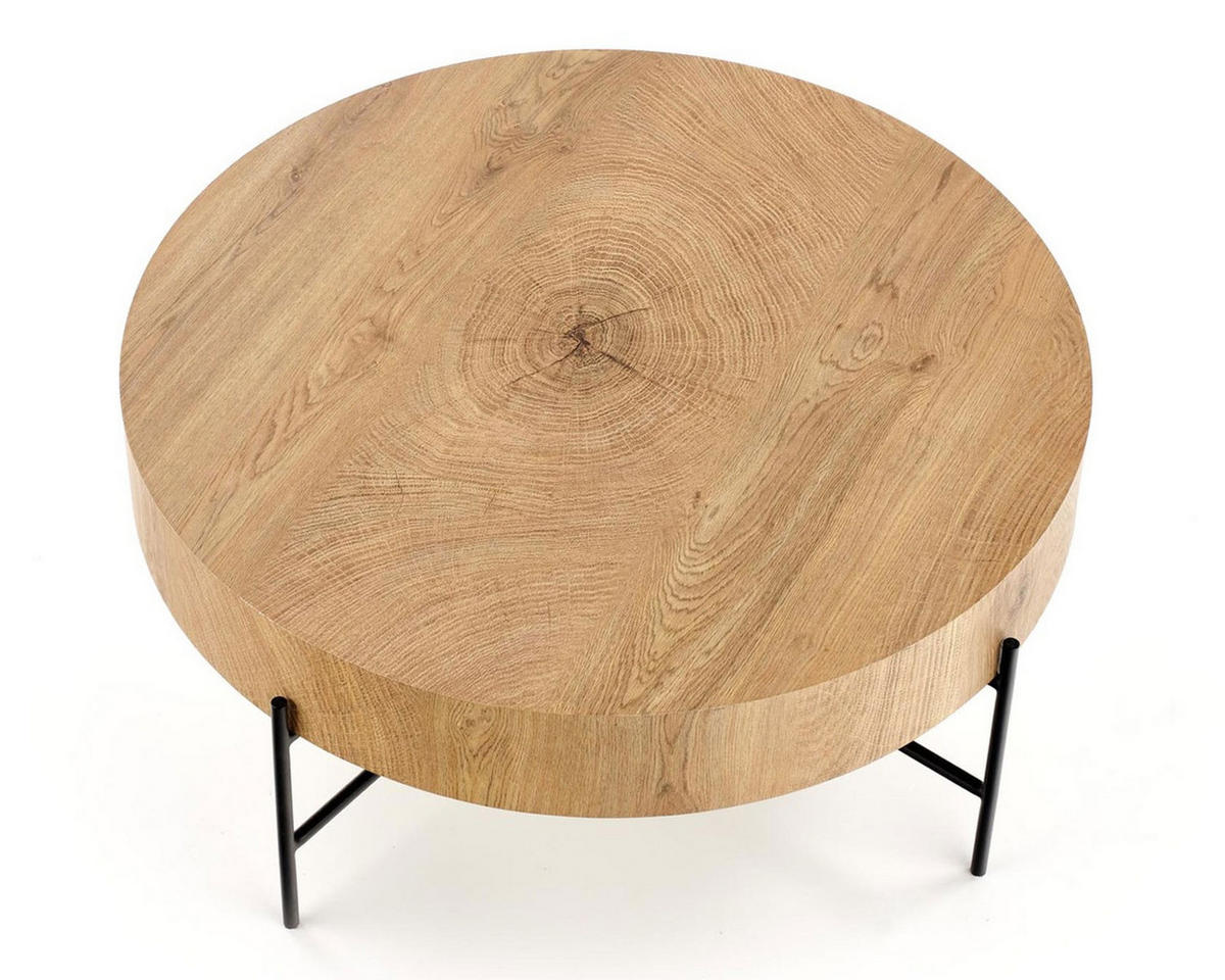 COUCHTISCH Brooklyn Eiche Natur / schwarz 80 / 80 / 37cm - Eichefarben/Schwarz, Holz/Holzwerkstoff (80/80/37cm) - Feldmann-Wohnen