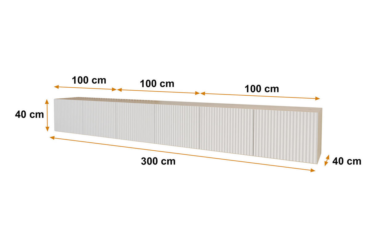 LOWBOARD NOA-2-W 3x100x40x40 cm - Artisan / Weiß - Weiß, Holzwerkstoff (300/40/40cm) - ALTDECOR
