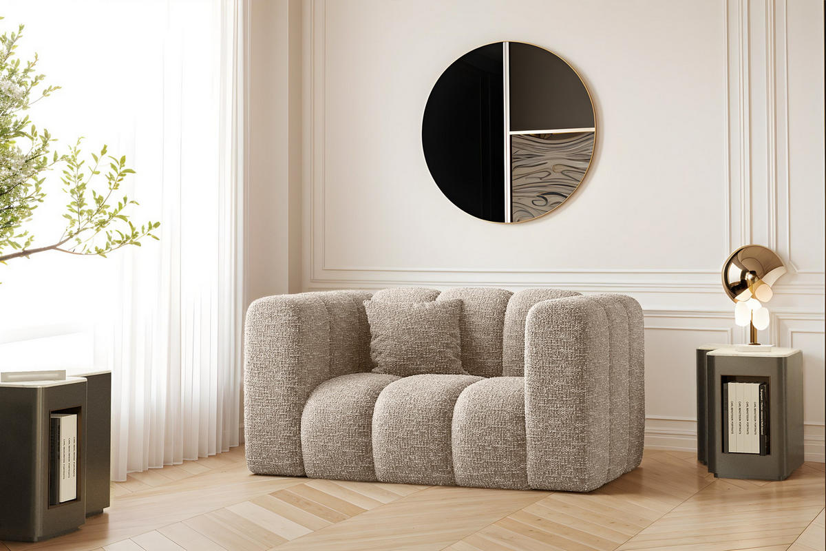 SESSEL Sofa Grand modular stoff Haga Beige - Beige, Holz (137/70/89cm) - Kaiser Möbel
