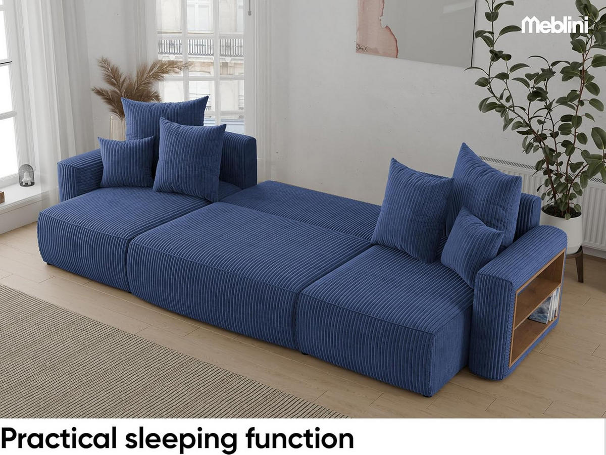 ECKSOFA SOLARIS U - Blau, Holzwerkstoff (312/142cm) - Meblini