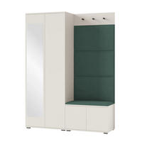 GARDEROBE Napoli 3 Kleiderschrank mit Polsterpaneelen Grün - Beige/Grün, Holzwerkstoff (140/189/40cm) - Jerpax