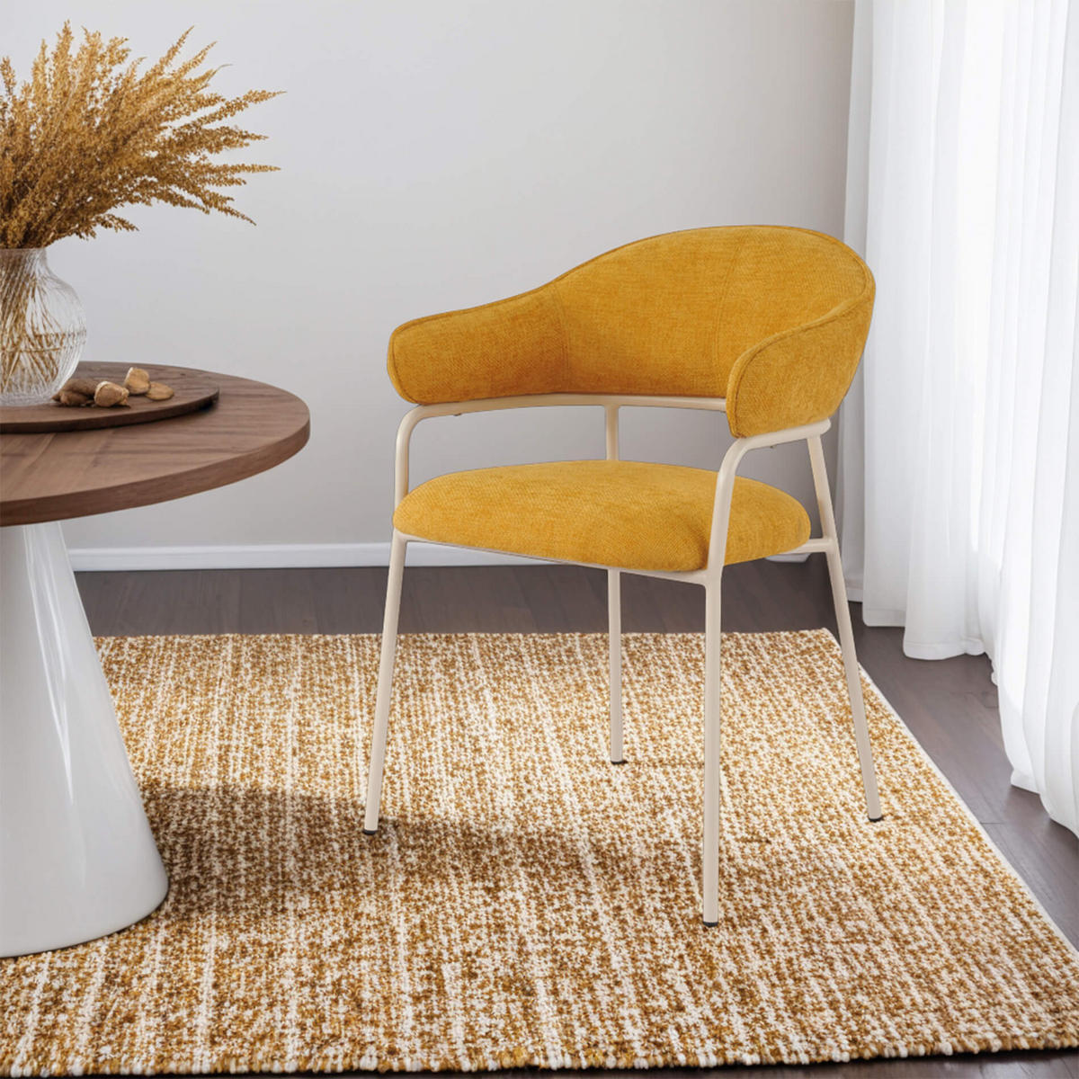 STÜHLE 2er Set Gelb Weiß 56,5/57/82,5 cm - Gelb, Textil (56.5/82.5/57cm) - Mobili Rebecca