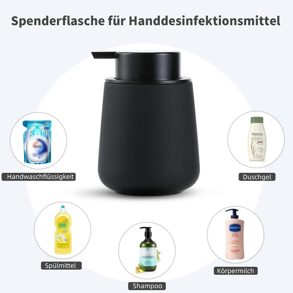 SEIFENSPENDER Keramik Schwarz Matt 350ml - Schwarz, Keramik (9/12/9cm)