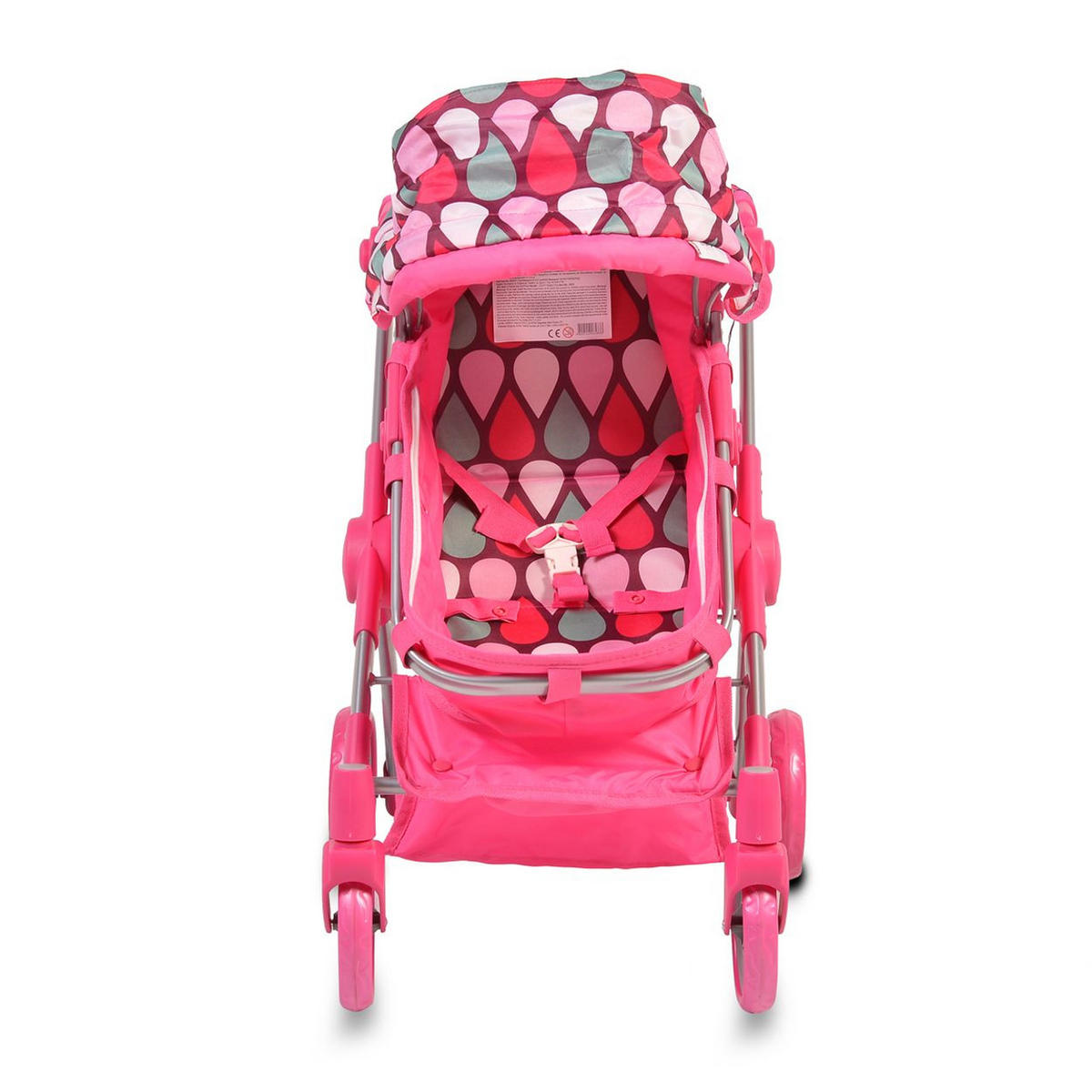 PUPPENBUGGY Vicky 9620 pink Tasche, Schiebegriff höhenverstellbar, Sonnendach, Tragetasche - Rosa, Metall (39/68/62cm) - Moni