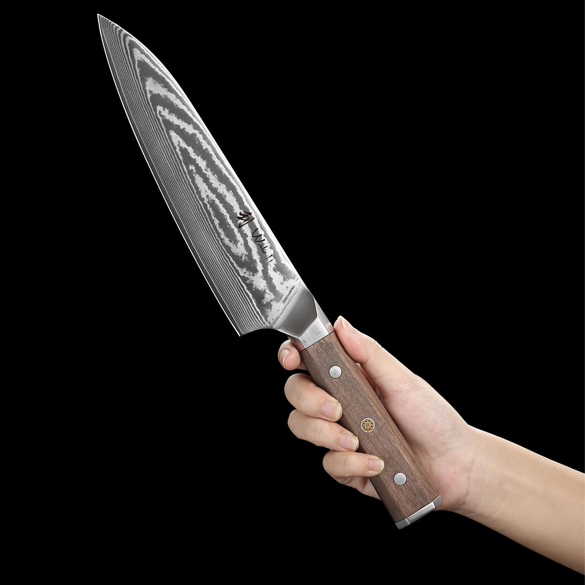 CHEFMESSER 20 cm - Nussbaumfarben, Holz/Metall (34cm) - Wakoli