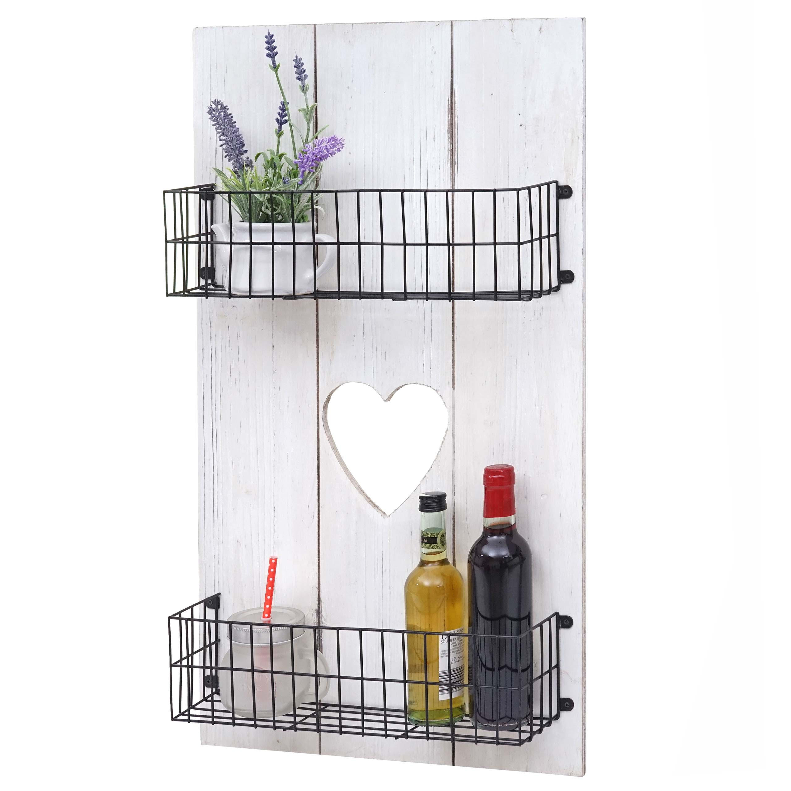 WANDREGAL MASSIVHOLZ SHABBY Weiß, Schwarz - Schwarz/Weiß, Holz (40/70/10cm) - MCW