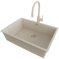 UNTERBAUSPÜLE GRANIT London, 2-er set Beige 66/47 cm 1 Becken + Küchenarmatur 38/14 cm + Ablauf-Set ab 70er Unterschrank - Beige, Kunststoff (66/20/47cm) - Primagran