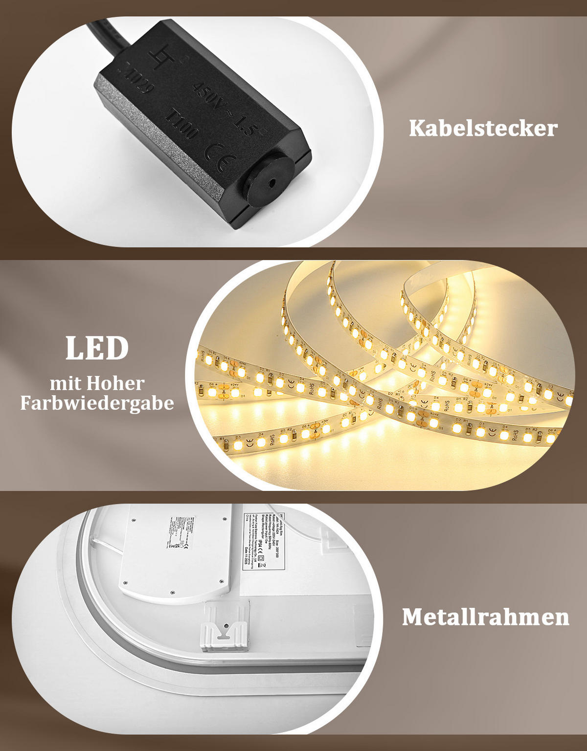 BADSPIEGEL mit Beleuchtung Lirwen 2.9/50/80 cm - Weiß, Glas (50/80/2.9cm) - ZMH