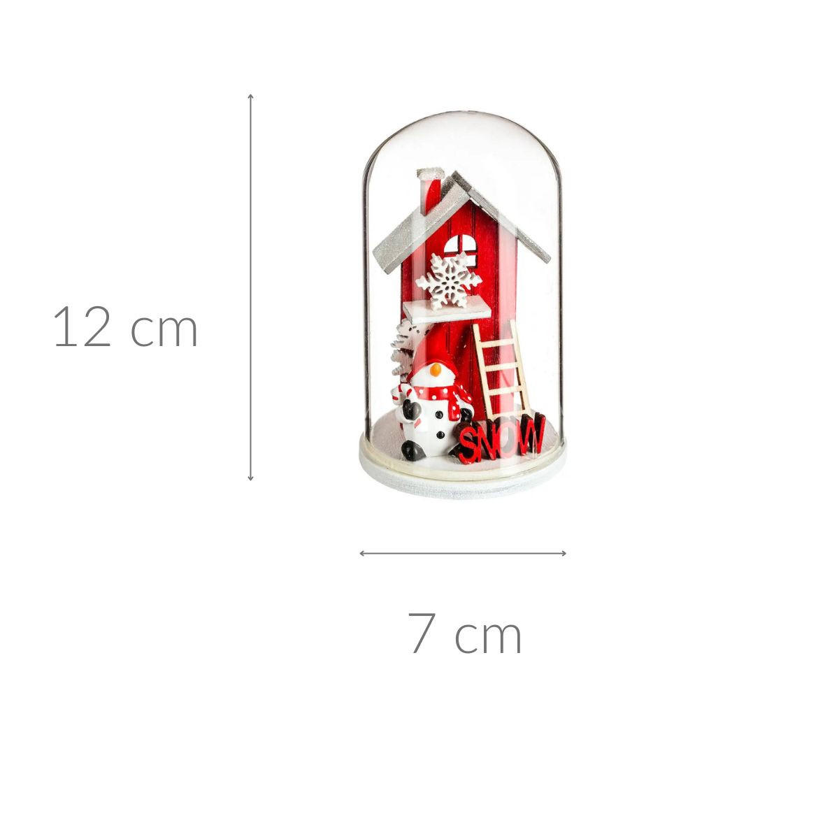 GLASKUPPEL mit Weihnachtshaus aus Holz 7/7/11,5 cm - Rot, Holzwerkstoff (7/11.5/7cm) - Atmosphera Createur d´interieur