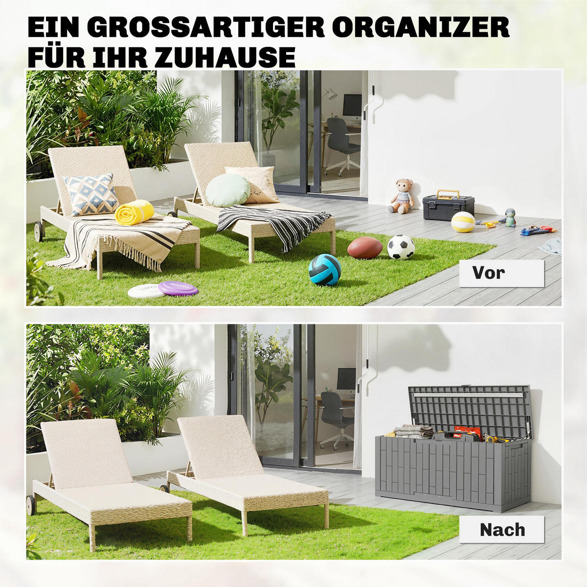 GARTENBOX Kunststoff Grau - Grau, Kunststoff (56/62/122.5cm) - Outsunny