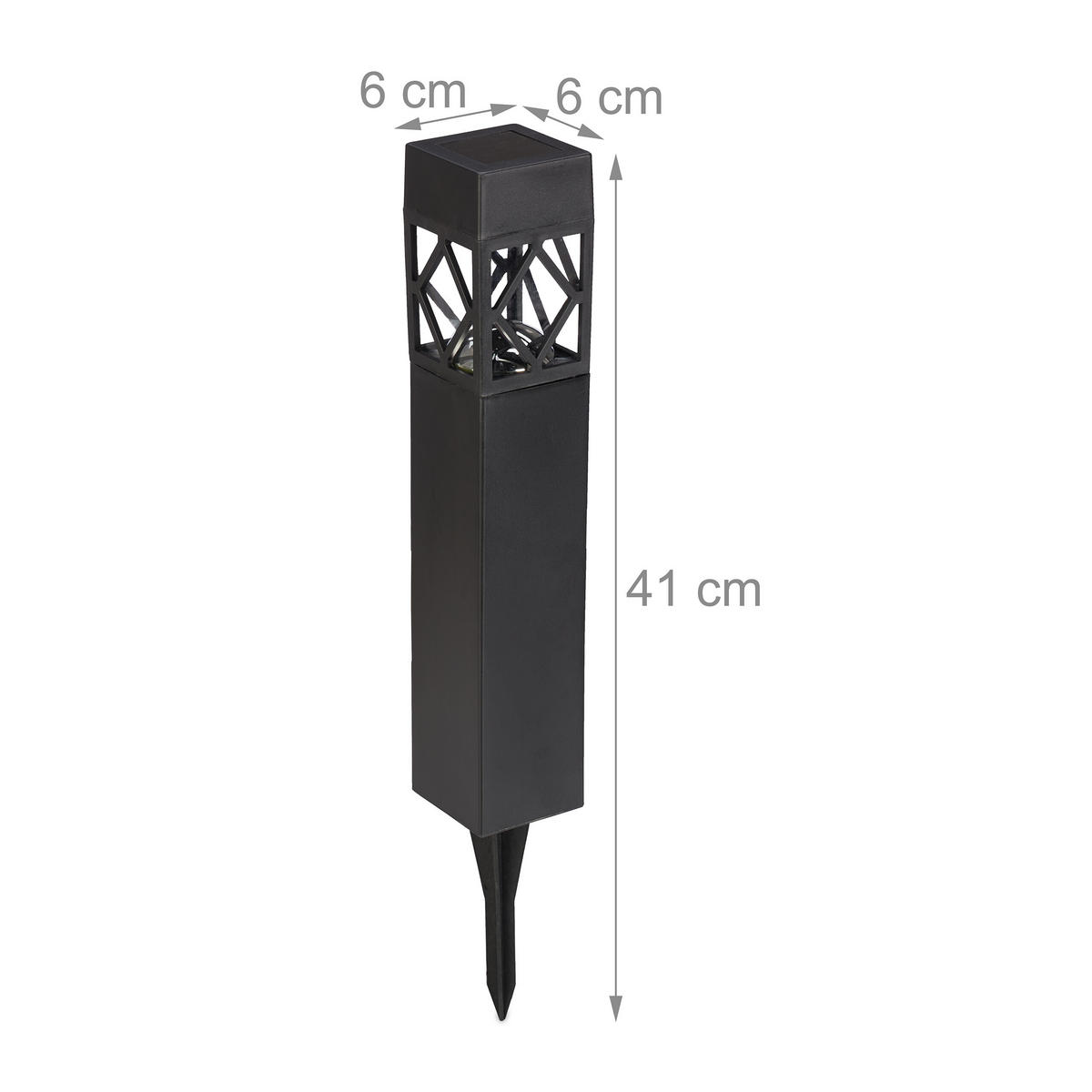SOLARLAMPEN-SET - Schwarz, Kunststoff (6/6/41cm) - Relaxdays
