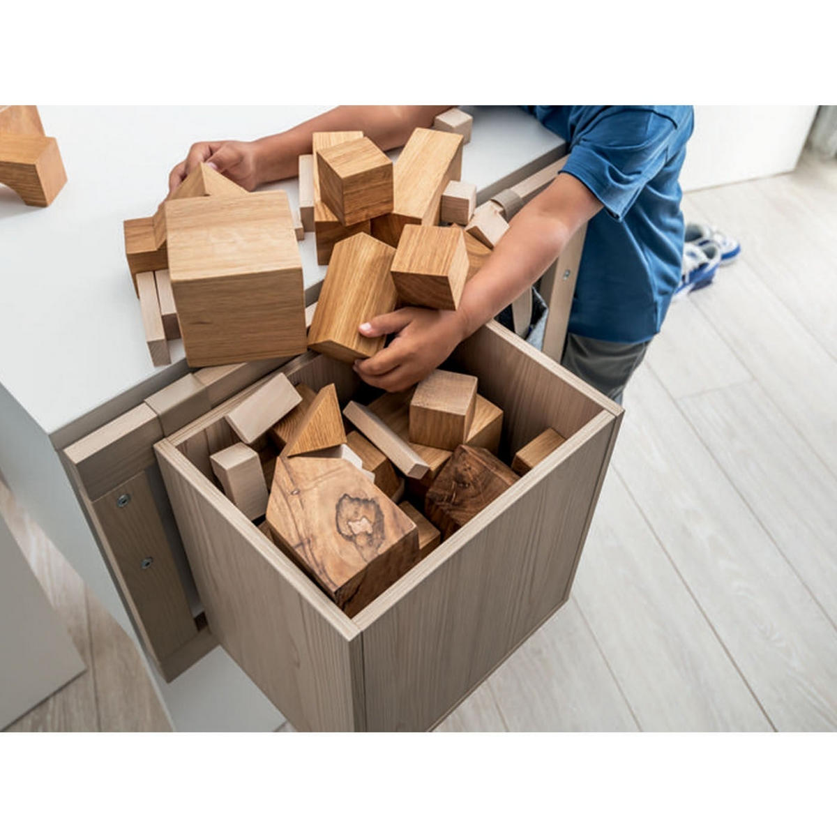 SCHREIBTISCH mit 2 Schubladen und Aufbewahrungswürfel - STIGE - 118/65/93,4 cm - Weiß, Holzwerkstoff (118/65/93.4cm) - Calicosy