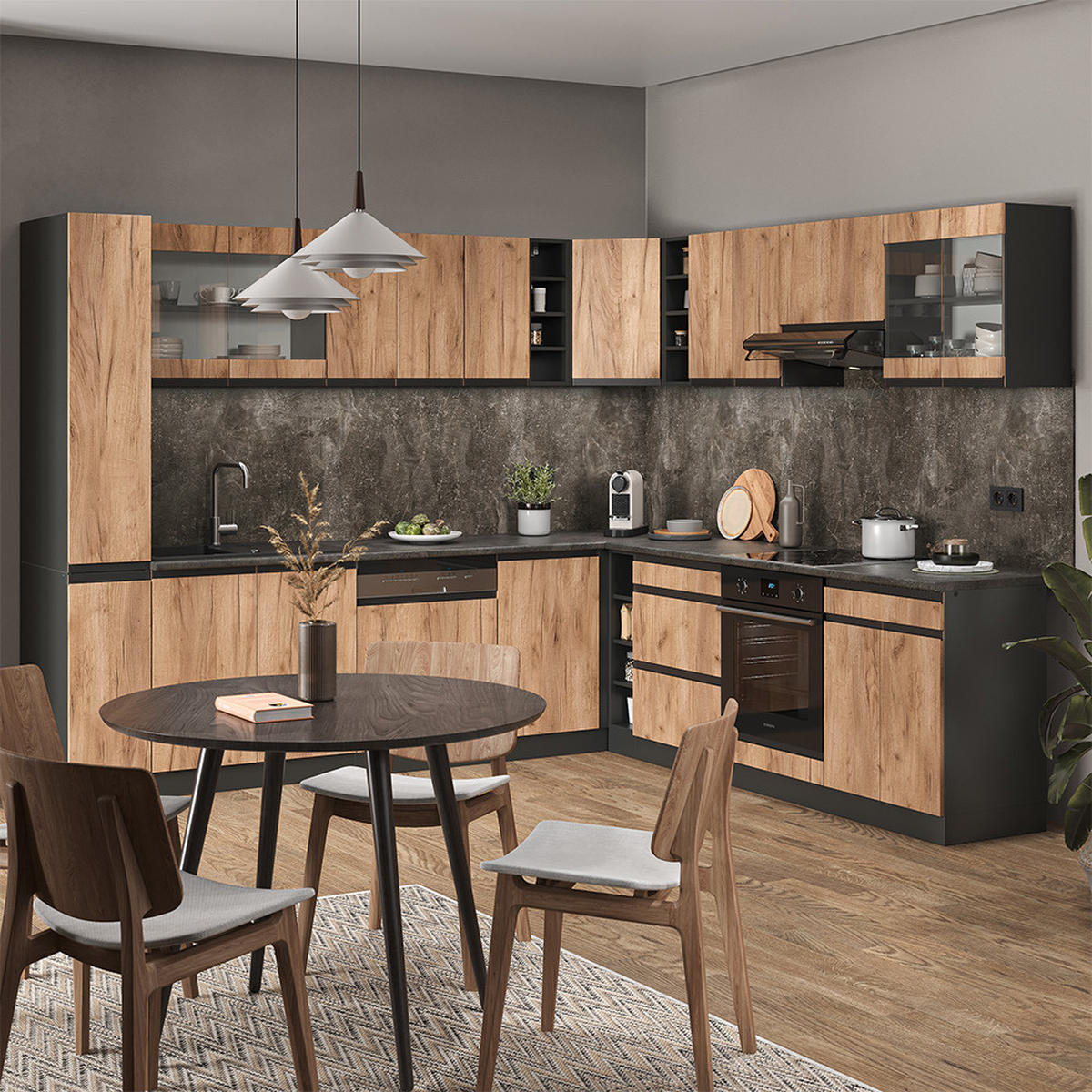 KÜCHENFRONT R-Line Goldkraft Eiche 59.2 x 71.3 cm Möbelfront für den Unterschrank - Honigeiche, Holzwerkstoff (59.2/71.3/1.6cm) - Vicco