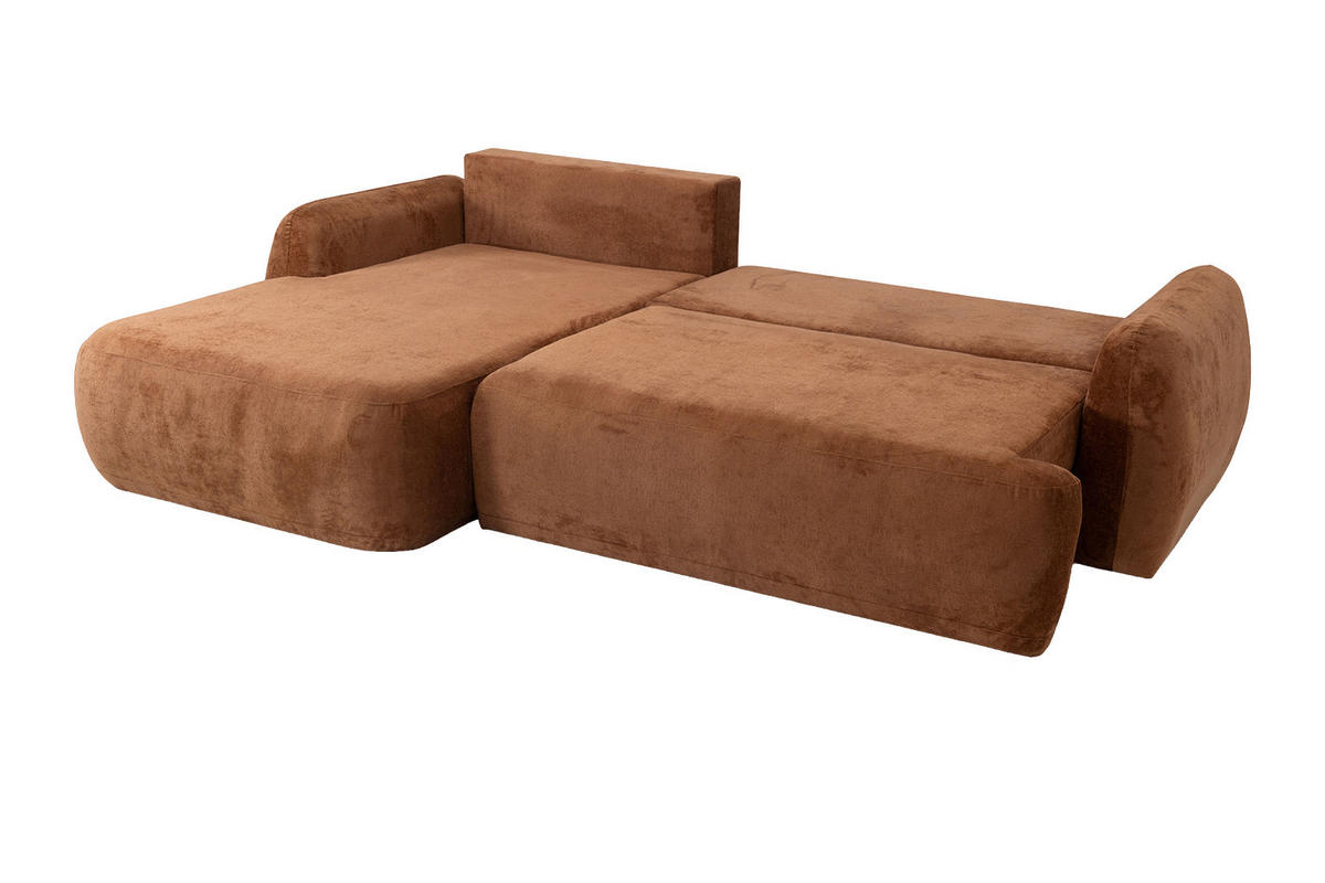 ECKSOFA Mit Schlaffunktion Und Bettkasten, Chenille-Stoff Perfecto, Kupfer, Links, HELA II - Kupferfarben, Holz (280/184cm) - Kaiser Möbel
