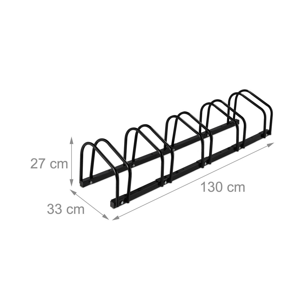 FAHRRADSTÄNDER Schwarz für 5 Fahrräder Stahl pulverbeschichtet - Schwarz, Metall (130/27/33cm) - Relaxdays