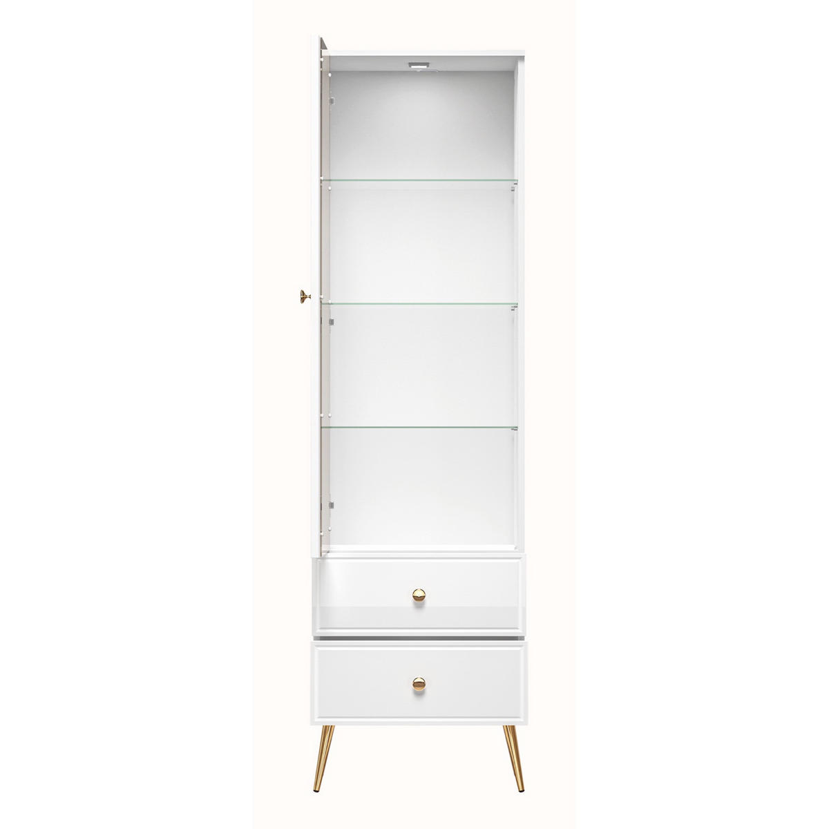 VITRINE Darrby Weiß - Goldfarben/Weiß, Holzwerkstoff/Metall (55/190/40cm) - Selsey