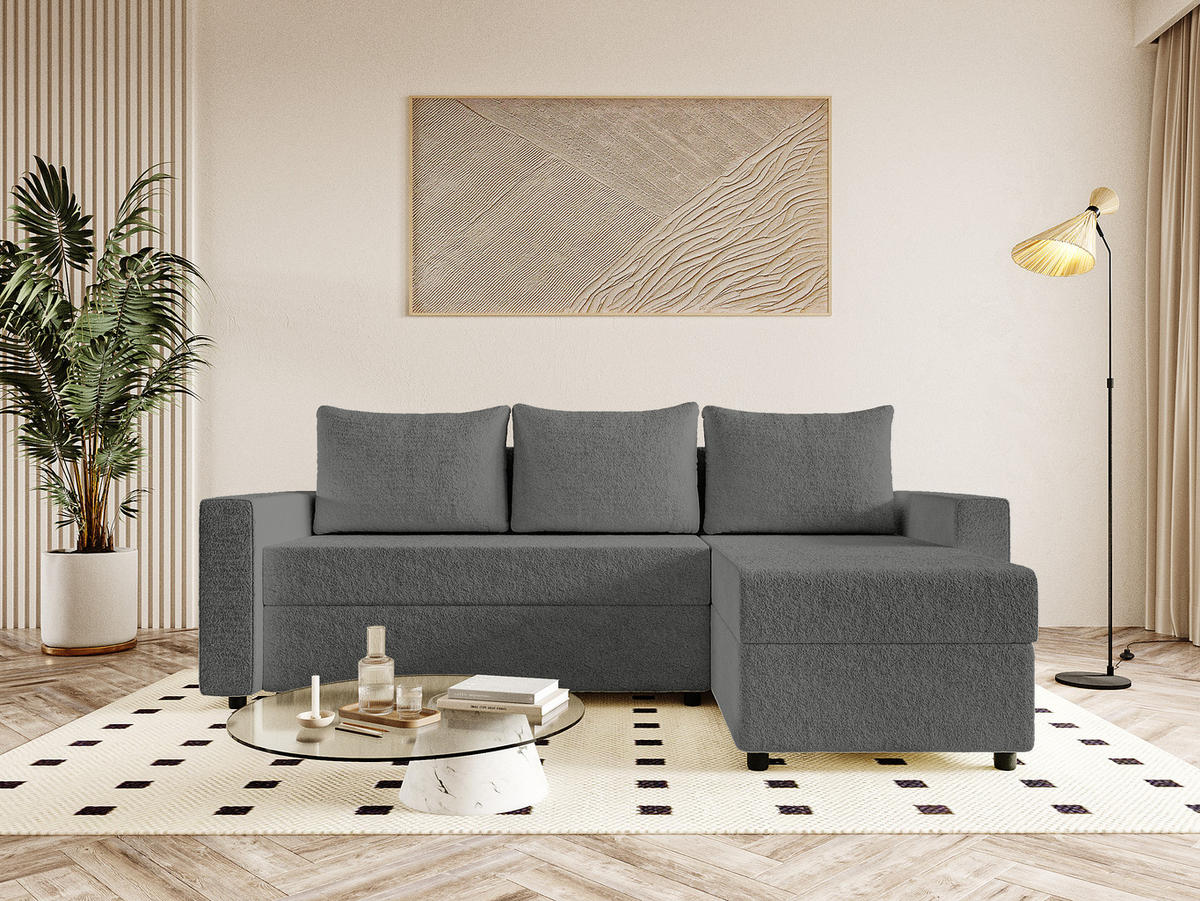 ECKSOFA Goka L mit Schlaffunktion, Graphit - Graphitfarben, Textil (230/146cm) - Fedve
