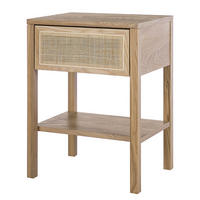 NACHTTISCH - Rattan / Eiche teilmassiv - Beige, Naturmaterialien (45/60/35cm) - home24