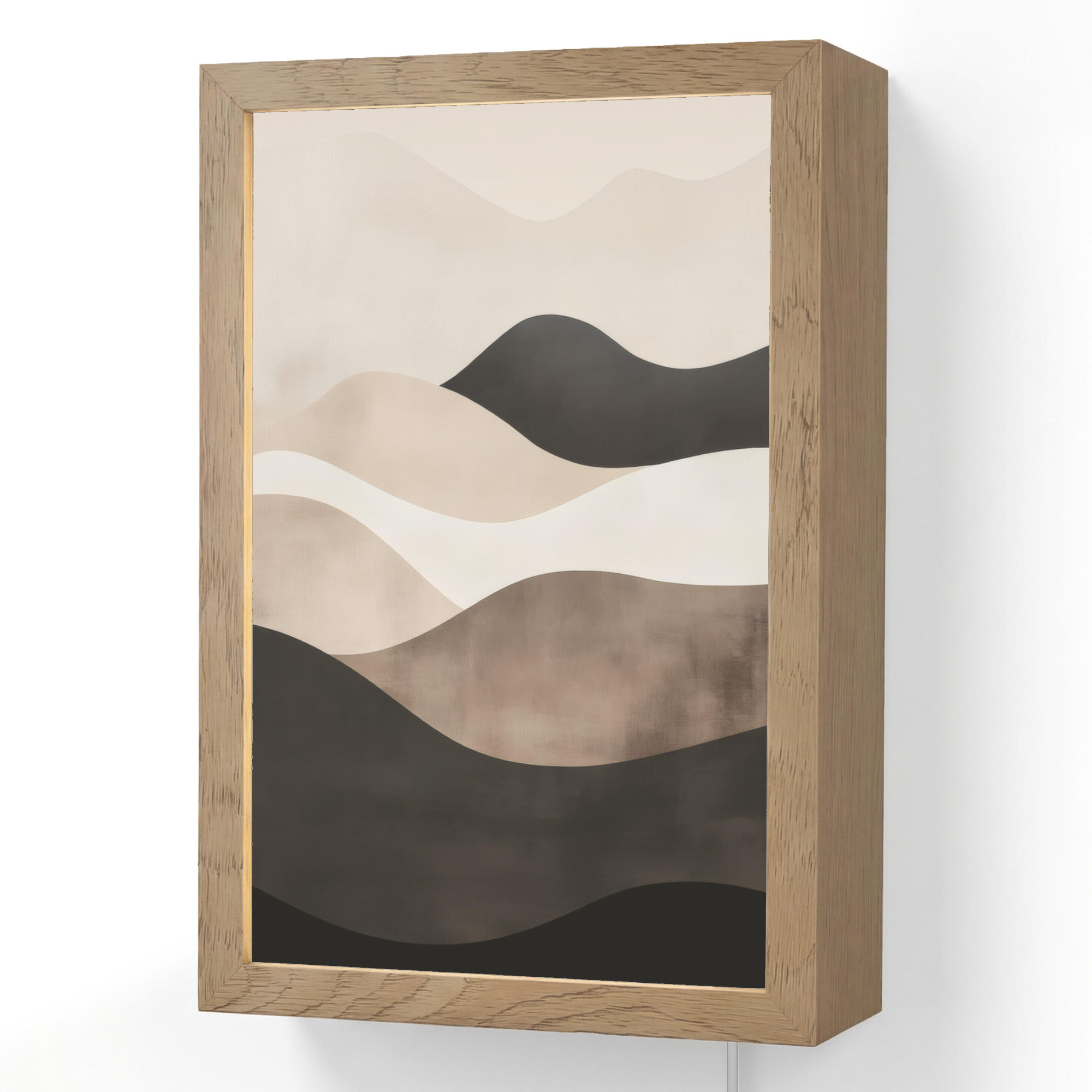 OnlyWow NÁSTĚNNÁ LAMPA Abstraktní - Krajina - Vlny - Krémová barva 20x30 cm