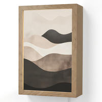 NÁSTĚNNÁ LAMPA Abstraktní - Krajina - Vlny - Krémová barva 20x30 cm - šedohnědá, kompozitní dřevo (20/30/8cm) - OnlyWow