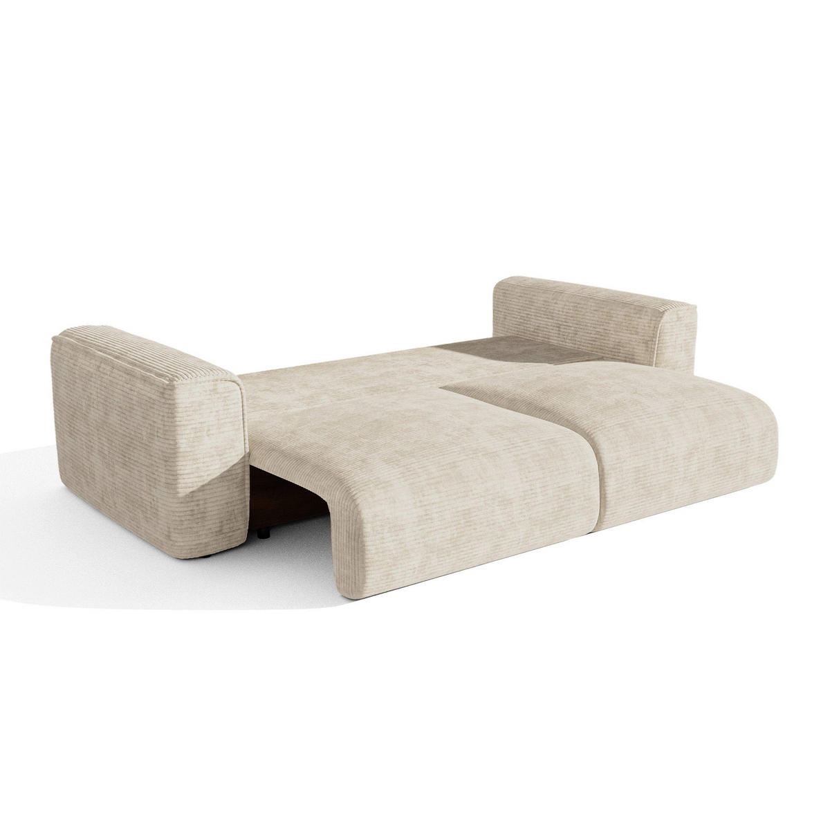 SCHLAFSOFA mit Stauraum COMO Cord Beige 254cm - Beige, Textil (254/78/95cm) - Premium Interiors
