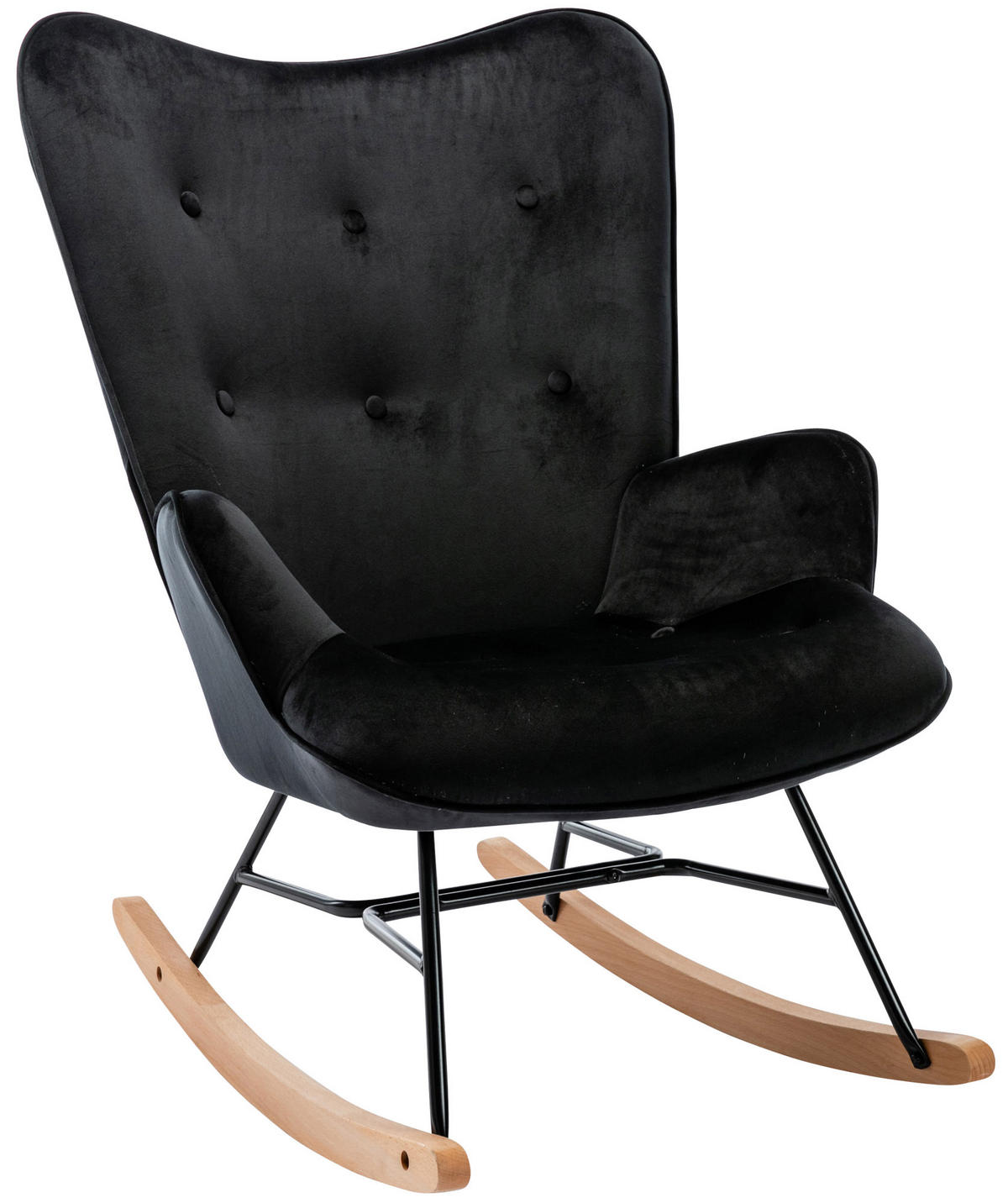 SCHAUKELSTUHL Samt schwarz - Schwarz, Textil/Metall (71/98/88cm) - CLP