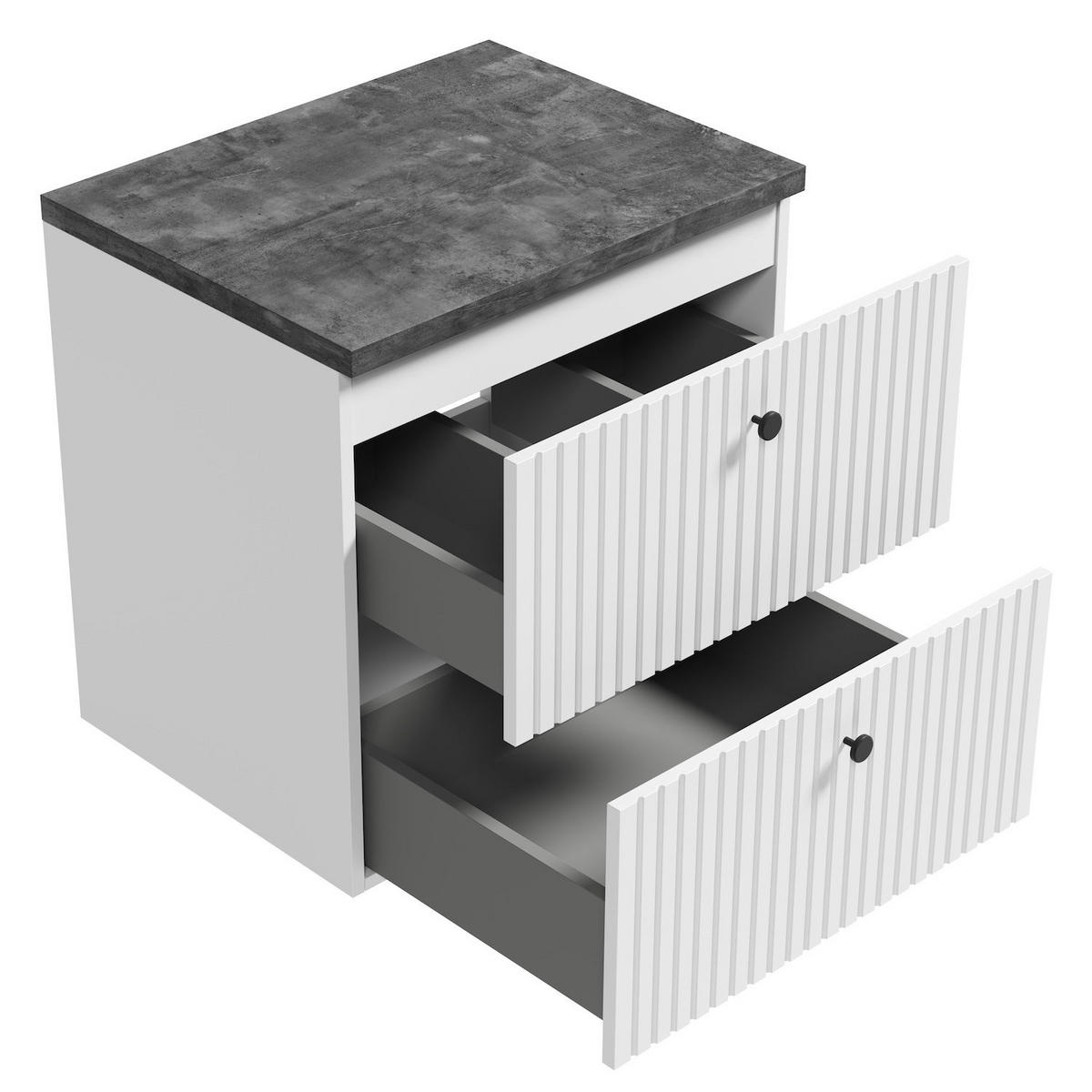 WASCHBECKENUNTERSCHRANK Saros 2 Schubladen Weiß - 60 x 45 x 61 cm - Weiß, Holz (60/61/45cm) - Badplaats