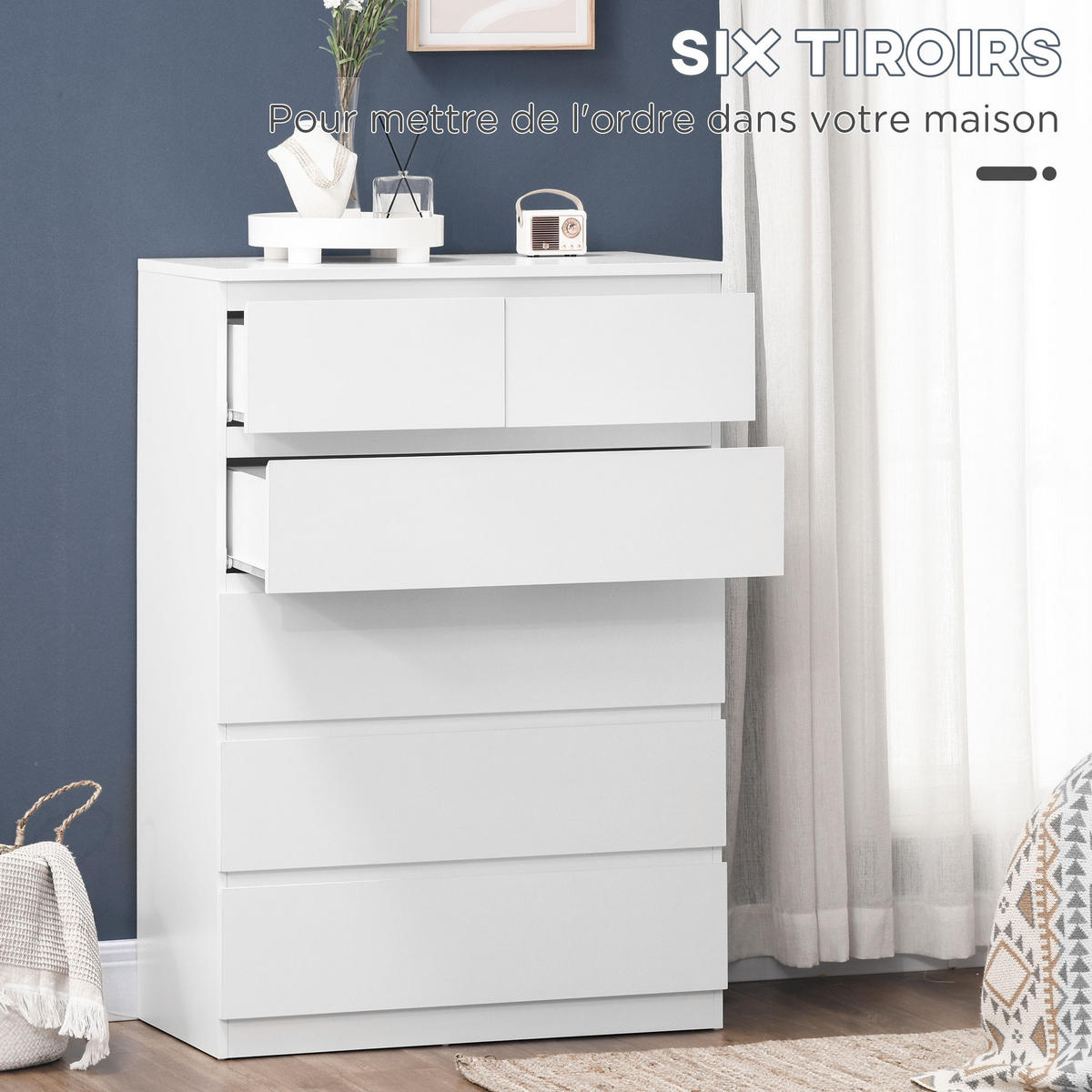 KOMMODE Weiß 80/39/115 cm - Weiß, Holzwerkstoff (80/115/39cm) - PANGIVO