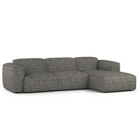3-SITZER ECKSOFA mit Longchair - Schwarz/Grau, Kunststoff/Textil (284/173cm) - home24